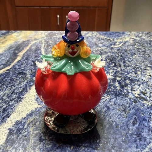 VTG Murano Art Glass Clown, Round Figurine, MADE IN ITALY, 7.5”by 5” Rare