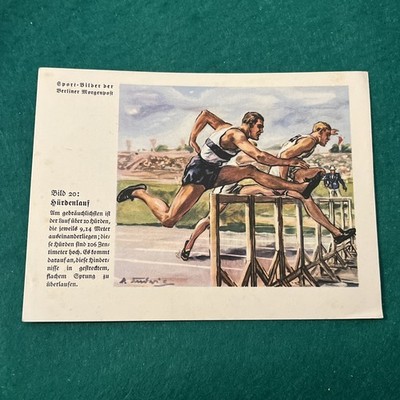 1936 Berliner Morgenpost  Sports Photos  HURDLES Trade Card #20   EX