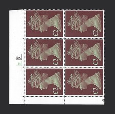 1977 SG 1027 £2 Machin Large Format 10A 3B Dot Cylinder block of 6 MNH