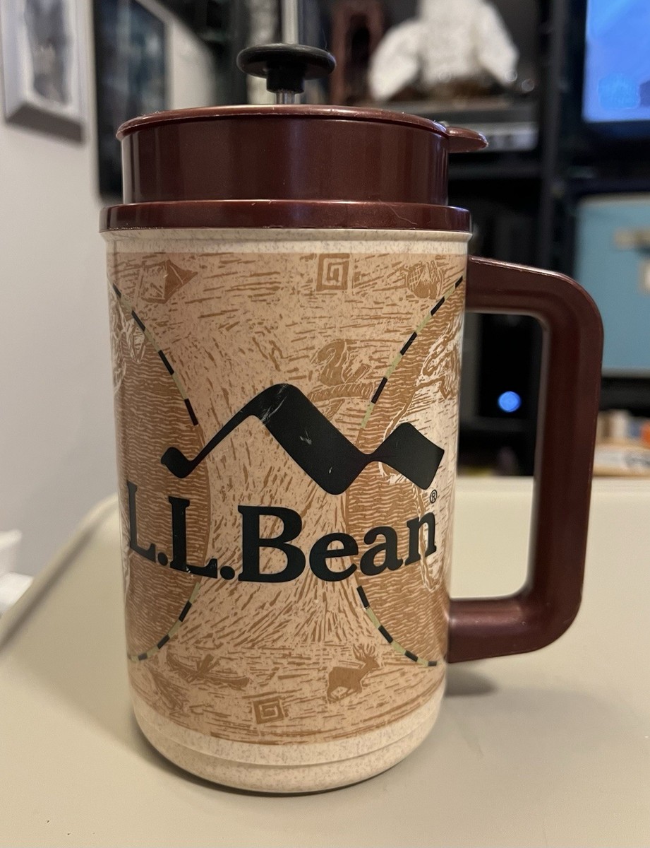 Vintage LL BEAN Plastic Travel Coffee Mug & French Press Camping