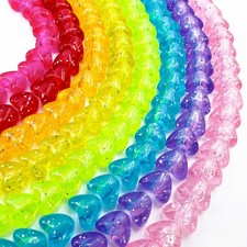 500 pcs Glitter Heart Pony Beads Large Hole for Friendship Bracelets Kandi Beads