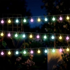 Garten Lichterkette 30 Kugeln Timer soft bunt - Party Deko Beleuchtung Batterie