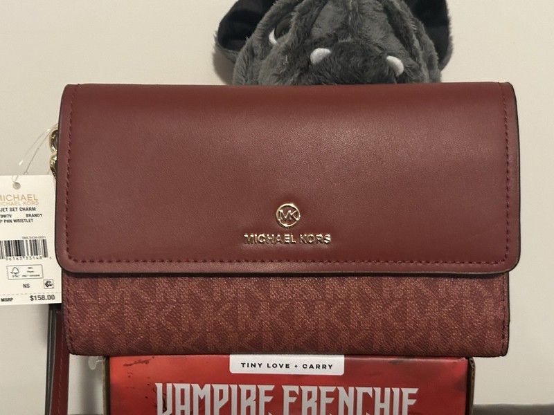 Michael Kors large flap wristlet wallet, Brandy NWT Authentic