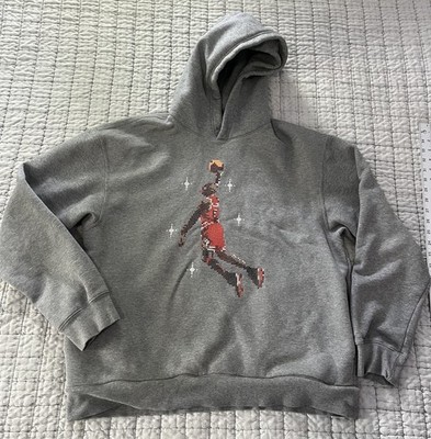 Nike Air Jordan Michael Jordan Gray Fleece Hoodie Jumpman  Men's Large