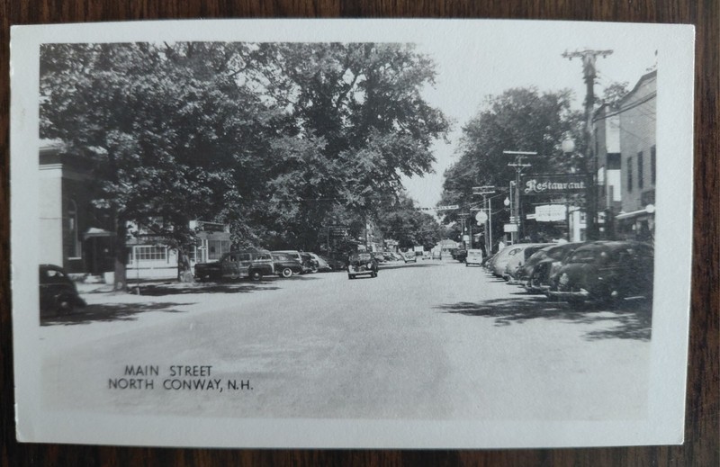 North Conway New Hampshire Main Street RPPC Antique Autos Postcard Grogan Photo
