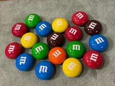 18 M&M's Shaped Metal Tins Candy Containers 3" 6 Colors All Flawed READ