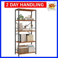 5 Tier Book Shelf, Tall Wide Bookshelf, Industrial Open Bookcase, Display She...
