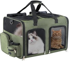 Cat Carrier for 2 Cats - Double Pet Carrier Extra Large, Dual Cabin Multi Cat