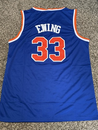 NEW Patrick Ewing Jersey Sewn Large Stitched #33 Blue Mens Slim