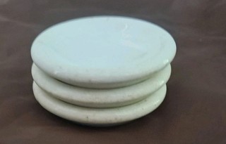 3 Old Vintage ALL WHITE Ironstone BUTTER PATS Thick Chunky Fat BUTTERPATS