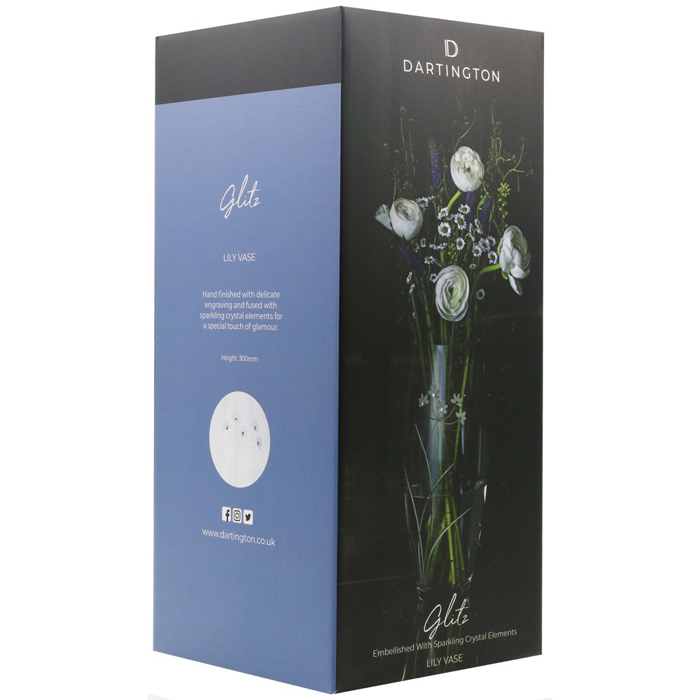Dartington Lily Vase Glitz Collection Elegant Floral Crystal Embellished VA3567