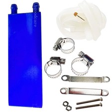 40x120mm Aluminum Water Cooling Block Polished Heatsink Blue 304 Hose Clamp
