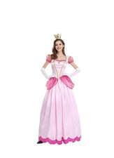 Princess Peach Costume Adult Women Super Mario Dress Up L Large US 6