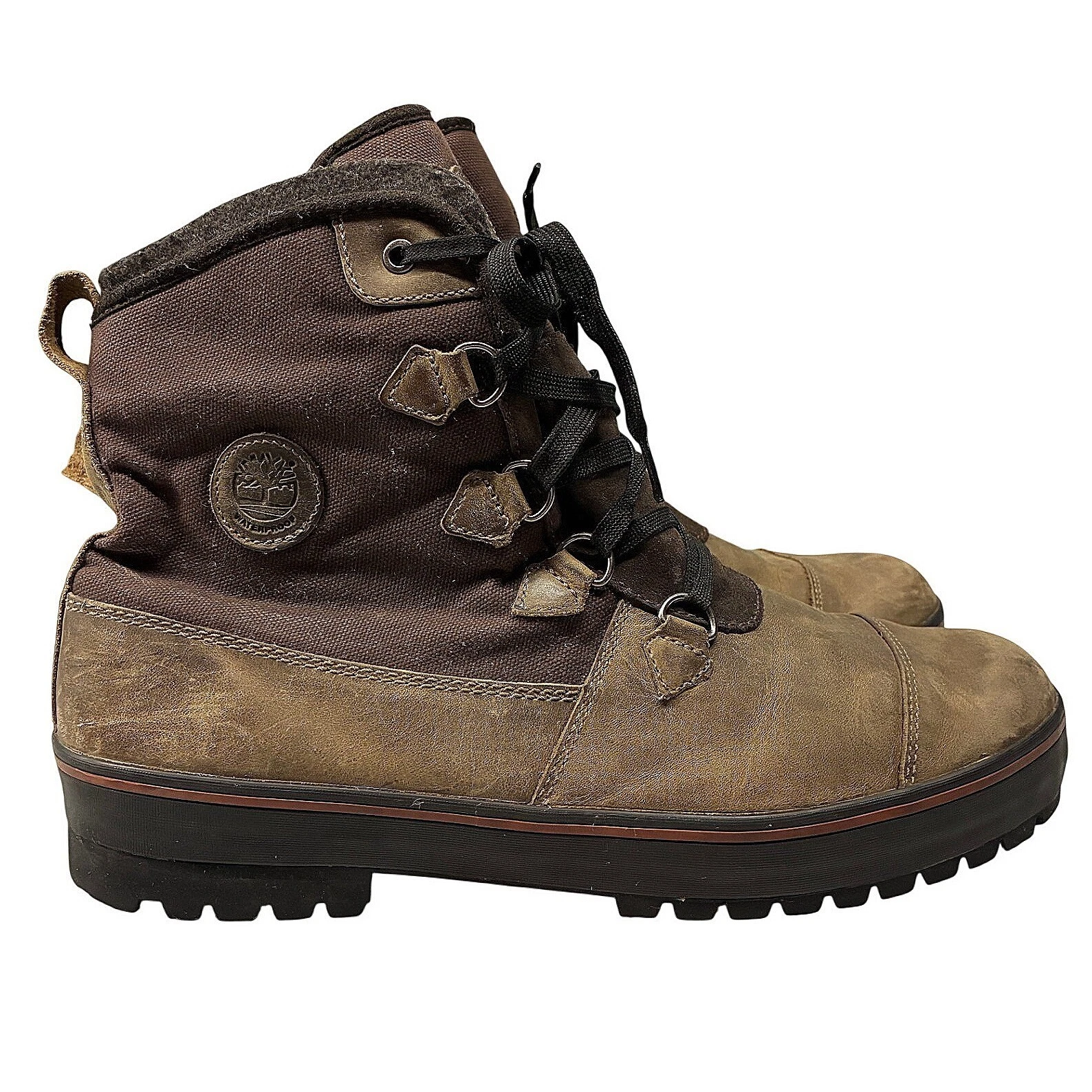 Timberland Men's 12 Brown Leather Waterproof Winter Boots Outdoor Trail Work