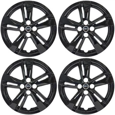 FITS 2018-2024 Nissan Kicks S Style # 552-16BLK + LOGO 16" BLACK Hubcaps SET/4