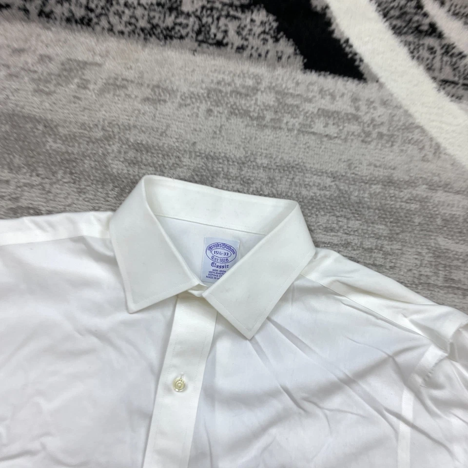 Brooks Brothers Oxford Button Shirt 15.5 - 33 White Dress French Flip Cuff Mens - Image 3 of 4