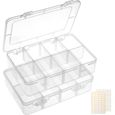 2 Pack 8 Grids Bead Organizers and Storage, Plastic Organizer Box with Remova...