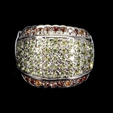 925 Sterling Silver Ring Round Peridot Sapphire Gemstone Jewelry Size 7
