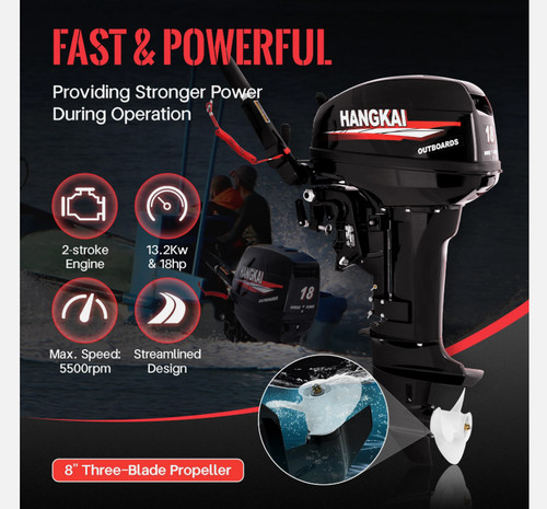 HANGKAI 2-Stroke 246CC 18HP Outboard Motor Boat Engine Water Cooling System New