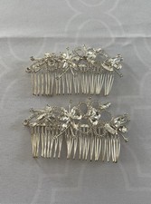 Clear Rhinestone Crystal 4  Hair Combs set of 2 