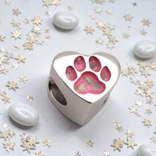 PAW PRINT -  Memorial Bracelet Charm - Memorial Keepsake - Stainless Steel