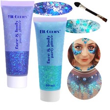 Face Body Glitter Gel 100ml Chunky Sequins Hair Glitter for Festivals Concerts