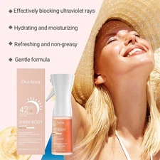 6.8fl.oz Rose Gold Sunglaze Sheer Body Mist Sunscreen SPF 42 With Shimmering Oil