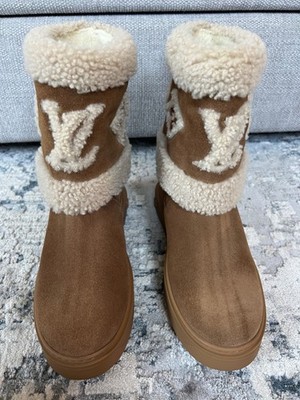 Louis Vuitton Brown Shearling Suede Snow LV Logo Boots SIZE 40/9,5
