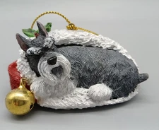 Merry Mini Schnauzer Christmas Ornament "Stocking Snooze" The Danbury Mint