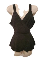 Loft Womens Wrap Tank Blouse Black Sz SM
