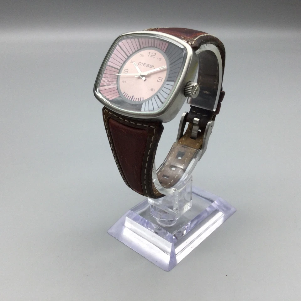 Diesel Watch Women 38mm Pink Blue Dial Silver Tone Leather DZ-3028 New Battery - Image 4 of 4