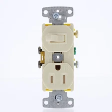 Hubbell Almond Switch/Receptacle Single Pole Tamper Resistant 15A RC108ALTR