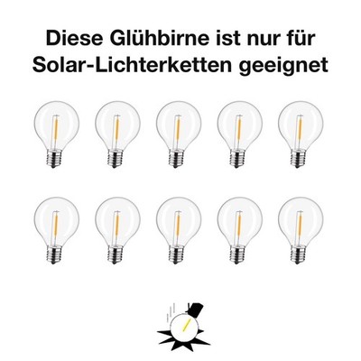 10x G40 LED Solar Ersatzbirnen - aus Kunststoff Bruchsicher & Wasserdicht 3V E12