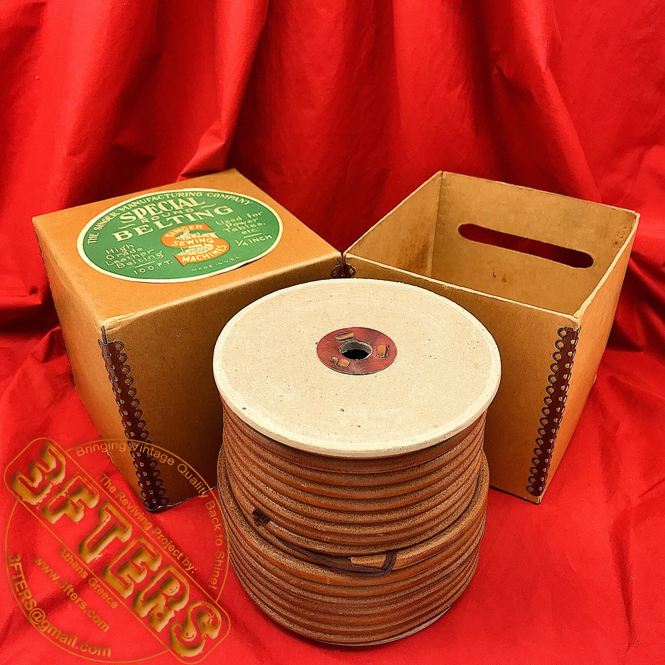 Original VTG SINGER USA High Grade Round Leather Belting 1/4" 6mm