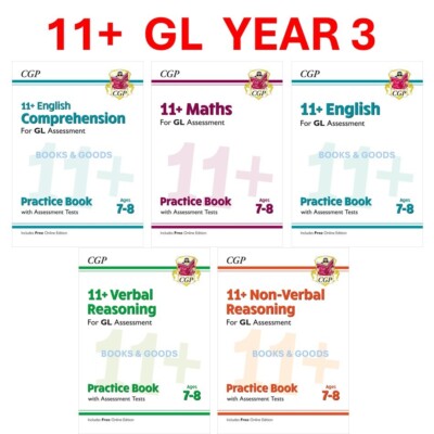 11 Plus Year 3 GL Maths English Practice Book & Assessment Tests with Answer CGP