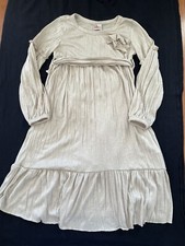 Red Sound NWT Beige/Sparkly Metallic Gold Jersey Long Sl Midi Dress-8 Years