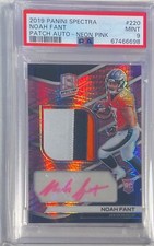 NOAH FANT 2019 SPECTRA RPA NEON PINK PATCH AUTO RC #D 17/25 PSA 9 MINT POP 1/1