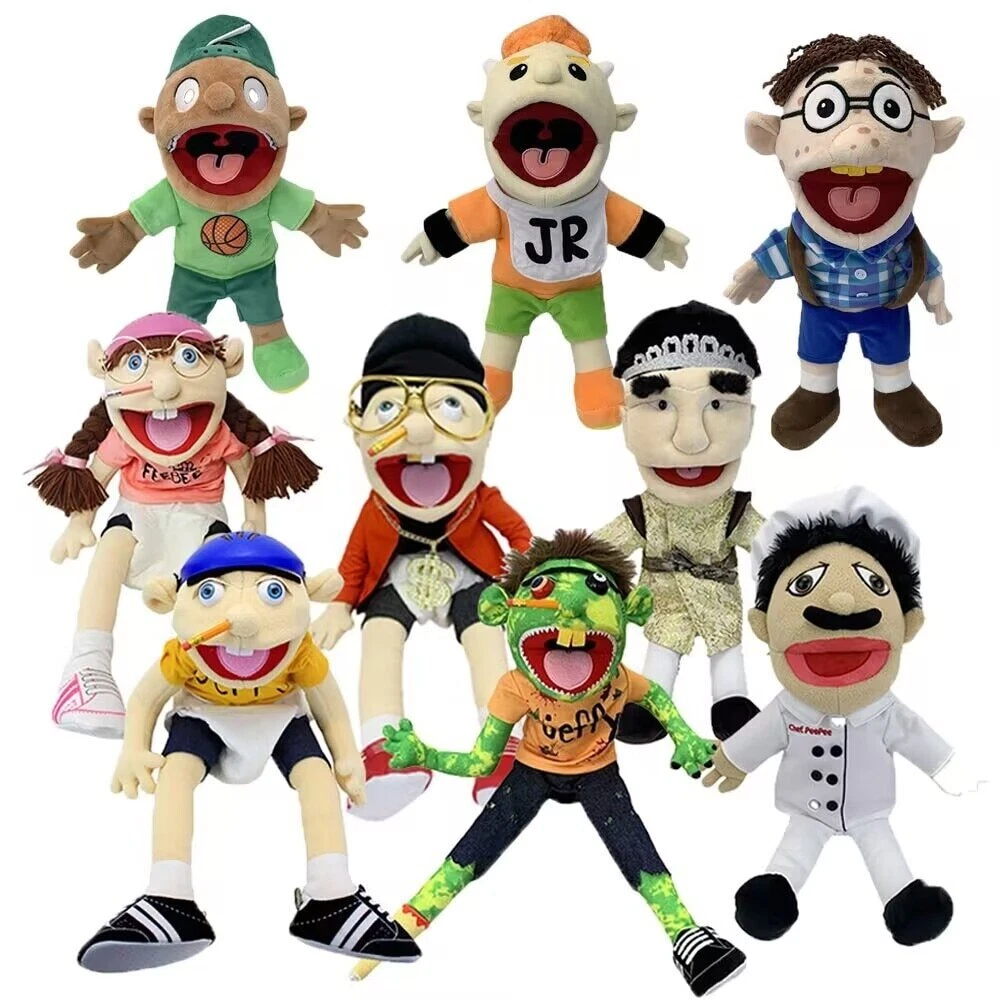 uiuoutoy Jeffy Plush Toy Cosplay Jeffy Hat Hand Puppet Game Ventriloquism  Prop Party Gift 