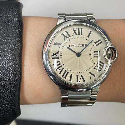 Mint Cartier W69011Z4 Ballon Bleu 36 Unisex Quartz Roman Guilloche
