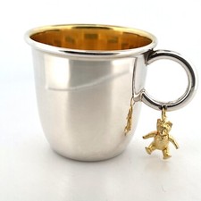 Teddy Bear Baby Christening Cup 925 Sterling Silver English Hallmarks