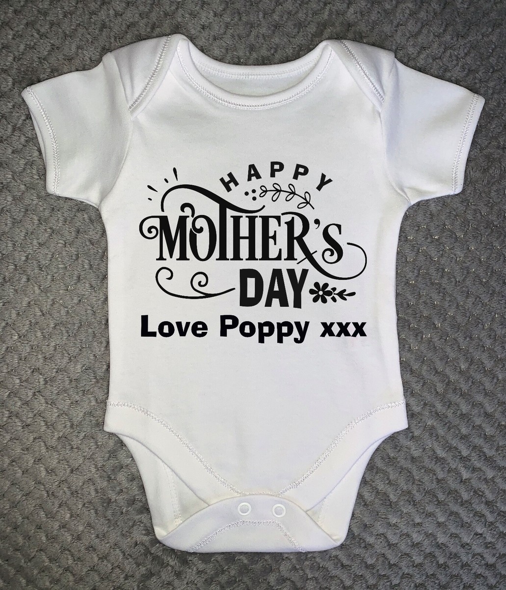 Happy Mothers Day Personalised Baby Grow Any Name Bodysuit Vest