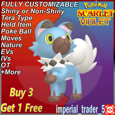 Pokémon Scarlet and Violet   Shiny Rockruff   W/ Best 6IV Customizable