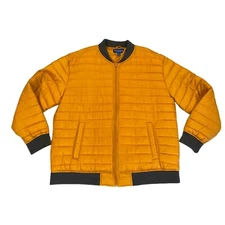 Arizona Jean Co Quilted Full Zip Jacket Men’s XXL Gold & Denim-Blue Nylon Coat