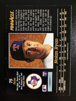 Nolan Ryan 1993 Pinnacle Baseball Card Texas Rangers #75 | eBay