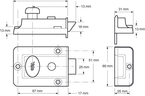 Yale Traditional Nightlatch Chrome Standard (B-77-CH-CH-60) - Foto 2 di 3