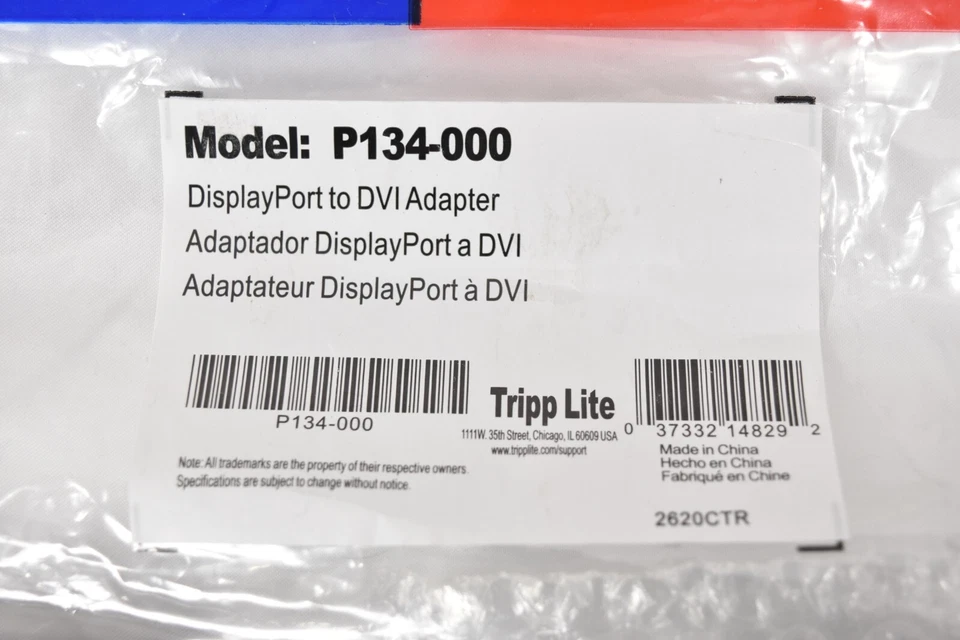 Лот (4) Tripp Lite P134-000 дисплей порт DP x DVI видео адаптер M x F - Изображение 4 из 4