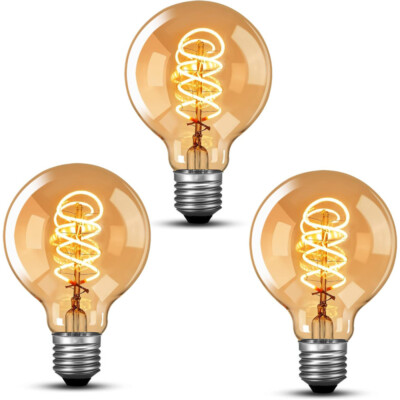 3x E27 G80 LED 4W Vintage Dekorativ Glühbirne Filament Edison Birnen Dimmbar