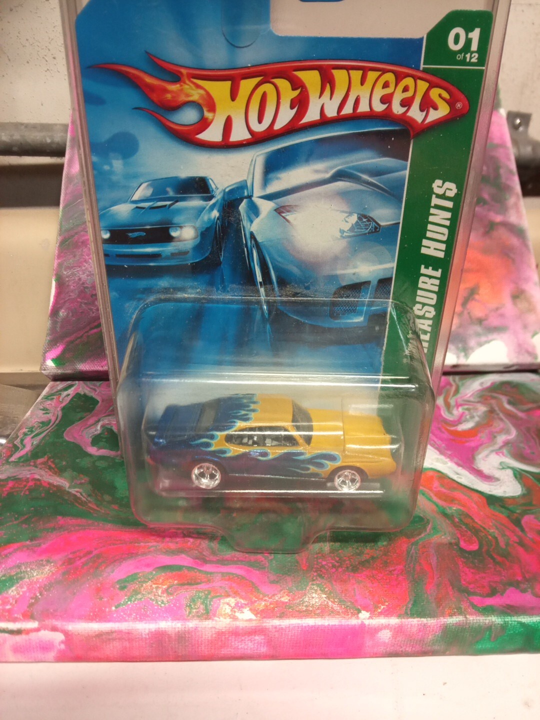 HOT WHEELS: SUPER TREASURE HUNT, '69 Pontiac GTO,PROTECTED PACK, BLUE AND YELLOW