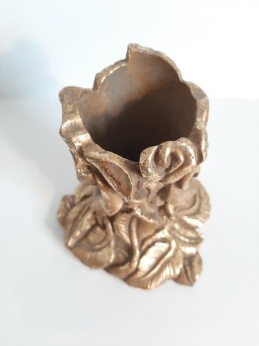 Vtg 90s Golden Rose Resin Candle Holder Figurine Maximalist Boho Whimsigoth - Picture 5 of 9