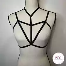 Black Elastic harness One size (Adjustable straps)